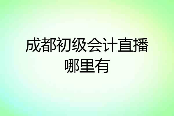 成都初级会计直播哪里有