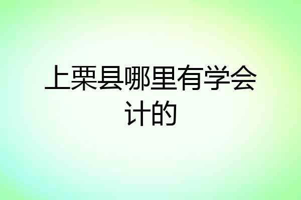 上栗县哪里有学会计的