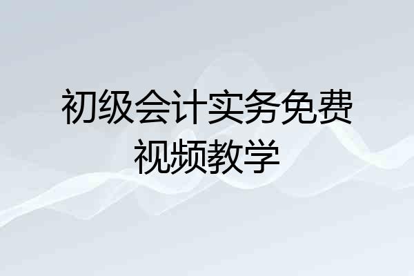 初级会计实务免费视频教学