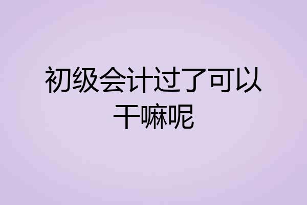 初级会计过了可以干嘛呢