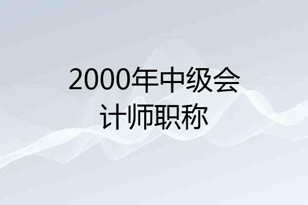2000年中级会计师职称