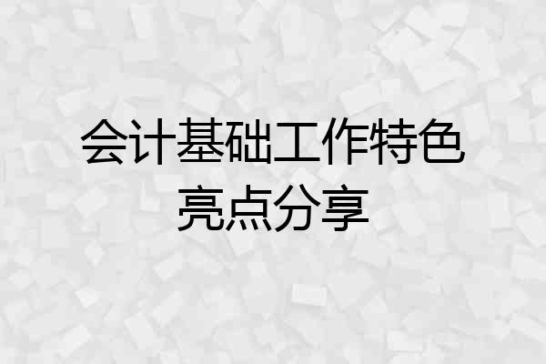 会计基础工作特色亮点分享