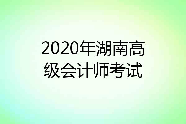 2020年湖南高级会计师考试