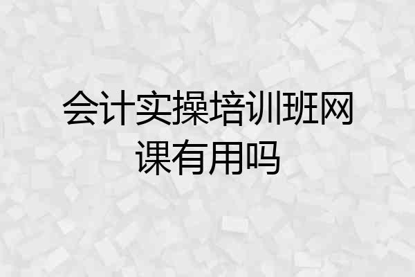 会计实操培训班网课有用吗