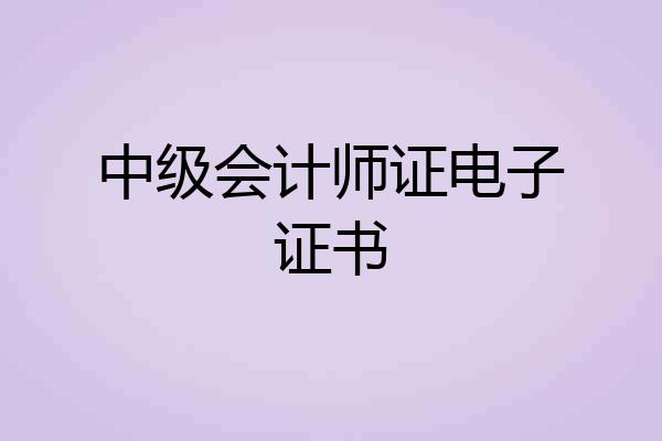 中级会计师证电子证书