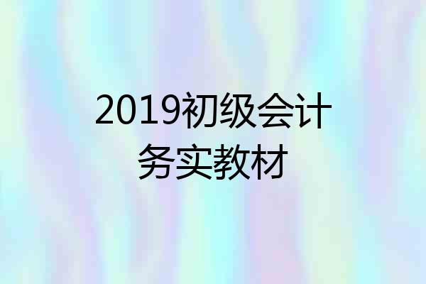 2019初级会计务实教材