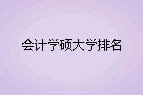 会计学硕大学排名