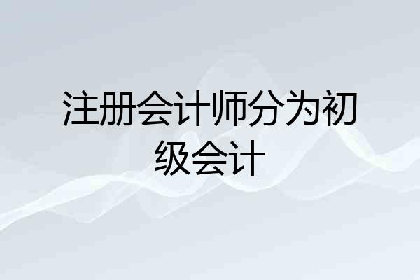 注册会计师分为初级会计