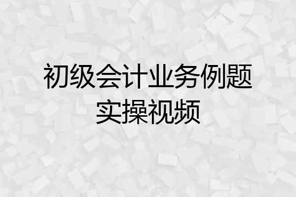初级会计业务例题实操视频