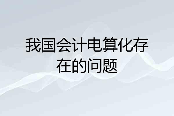 我国会计电算化存在的问题