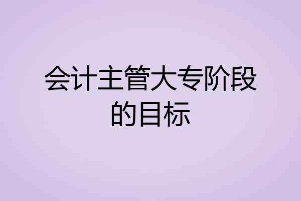 会计主管大专阶段的目标