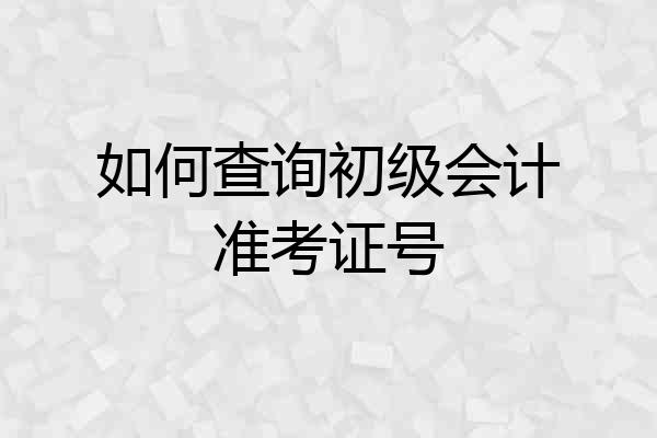 如何查询初级会计准考证号