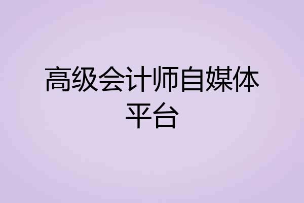 高级会计师自媒体平台