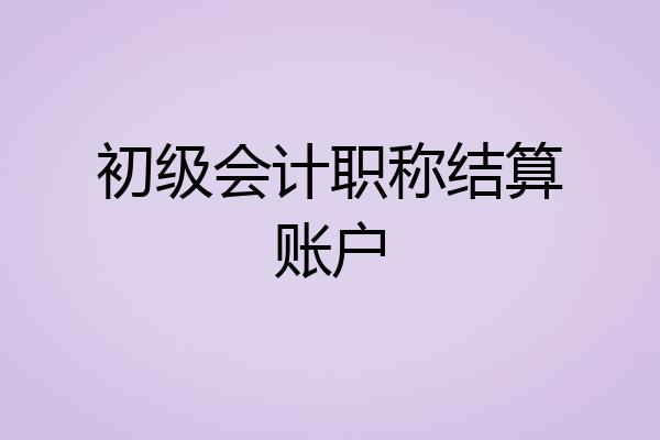 初级会计职称结算账户