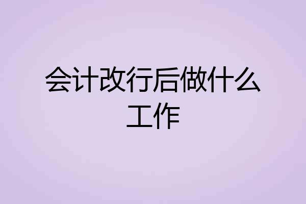 会计改行后做什么工作