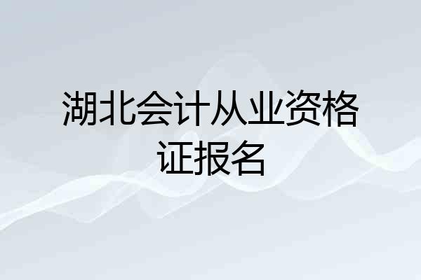 湖北会计从业资格证报名