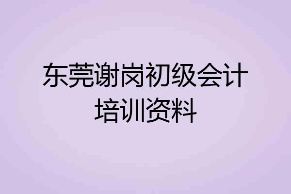东莞谢岗初级会计培训资料