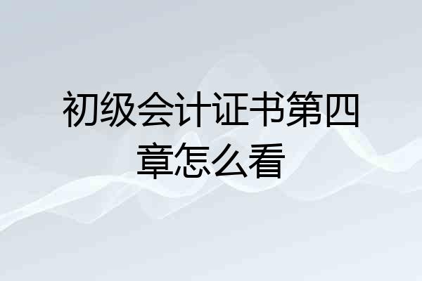 初级会计证书第四章怎么看