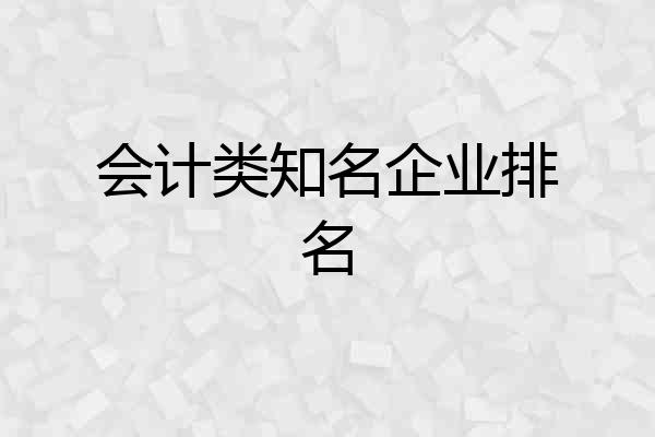 会计类知名企业排名