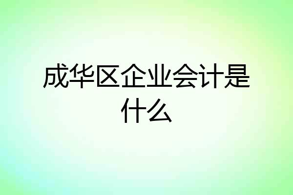 成华区企业会计是什么
