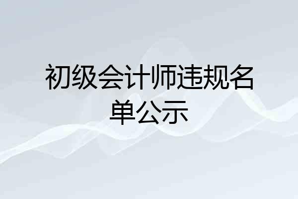 初级会计师违规名单公示