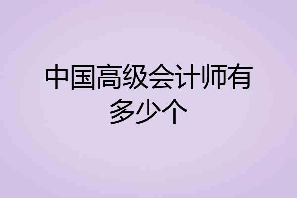 中国高级会计师有多少个