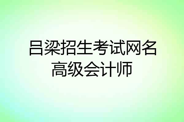吕梁招生考试网名高级会计师