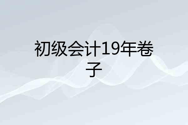 初级会计19年卷子