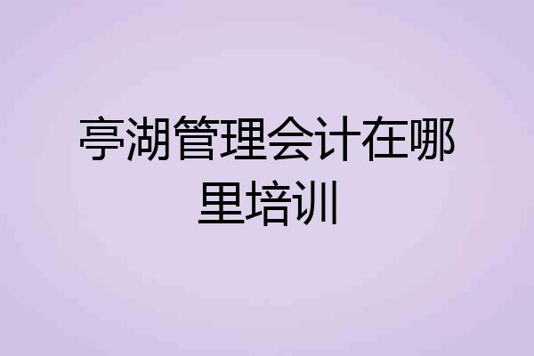 亭湖管理会计在哪里培训