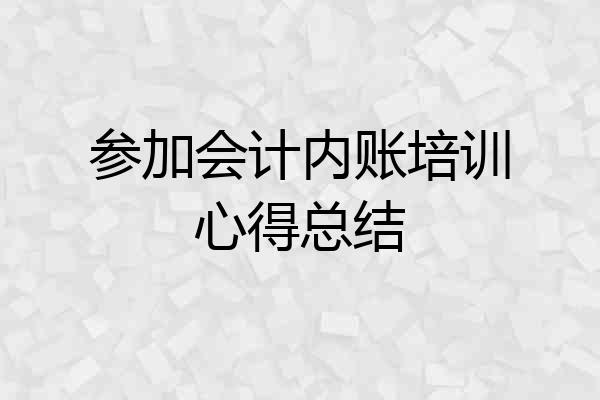 参加会计内账培训心得总结