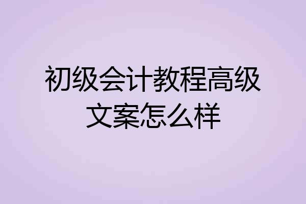 初级会计教程高级文案怎么样