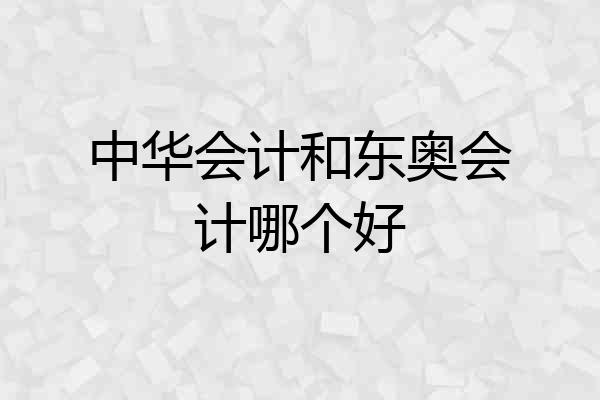 中华会计和东奥会计哪个好