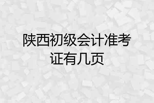 陕西初级会计准考证有几页