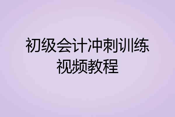 初级会计冲刺训练视频教程