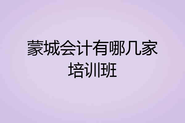 蒙城会计有哪几家培训班