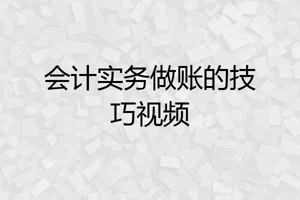 会计实务做账的技巧视频
