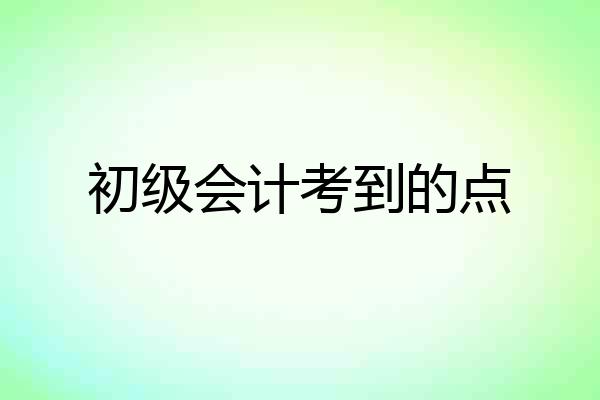 初级会计考到的点