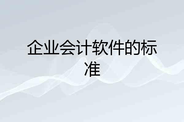 企业会计软件的标准