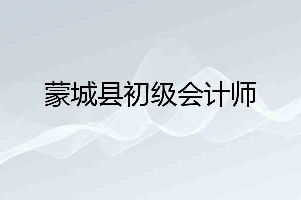 蒙城县初级会计师