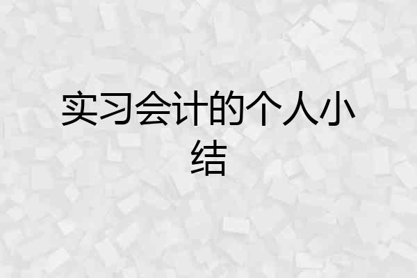 实习会计的个人小结