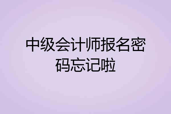 中级会计师报名密码忘记啦