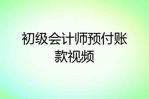 初级会计师预付账款视频