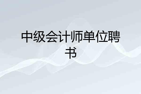 中级会计师单位聘书