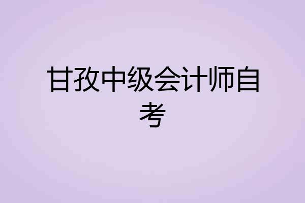 甘孜中级会计师自考