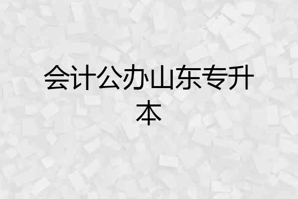 会计公办山东专升本