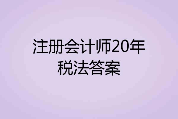 注册会计师20年税法答案