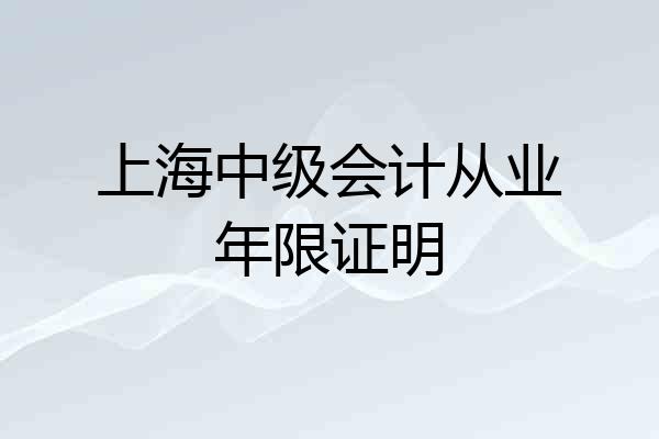 上海中级会计从业年限证明