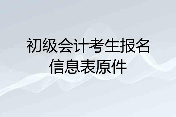 初级会计考生报名信息表原件
