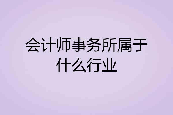 会计师事务所属于什么行业