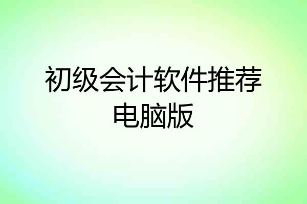 初级会计软件推荐电脑版